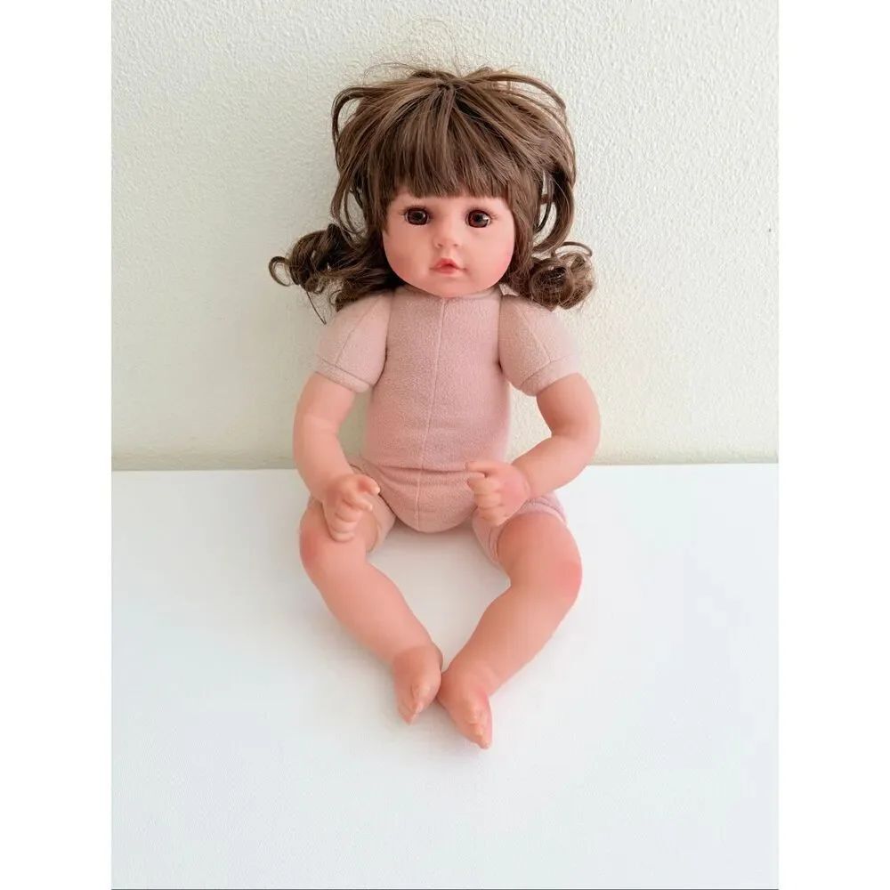 Reborn Lifelike Silicone Baby Doll 19" Fabric Body No Accessories Plush